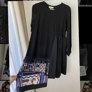 Korean asymmetrical t shirt dress, designer black korean dresses size S kpop